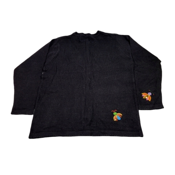 Vintage Quacker Factory Black Beaded Sequin Bumble Bee Cardigan Sweater Large - Picture 3 of 13